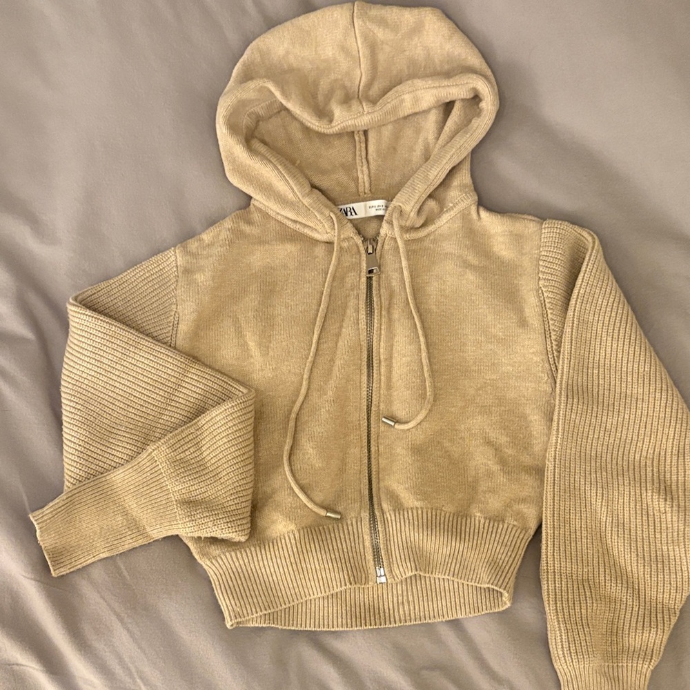 Zara Cropped Zip Hooded Sweater